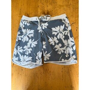 Vuori Cruise‎ 32 Grey Floral Boardshorts Mens Swim Trunks V314 Drawstring Summer